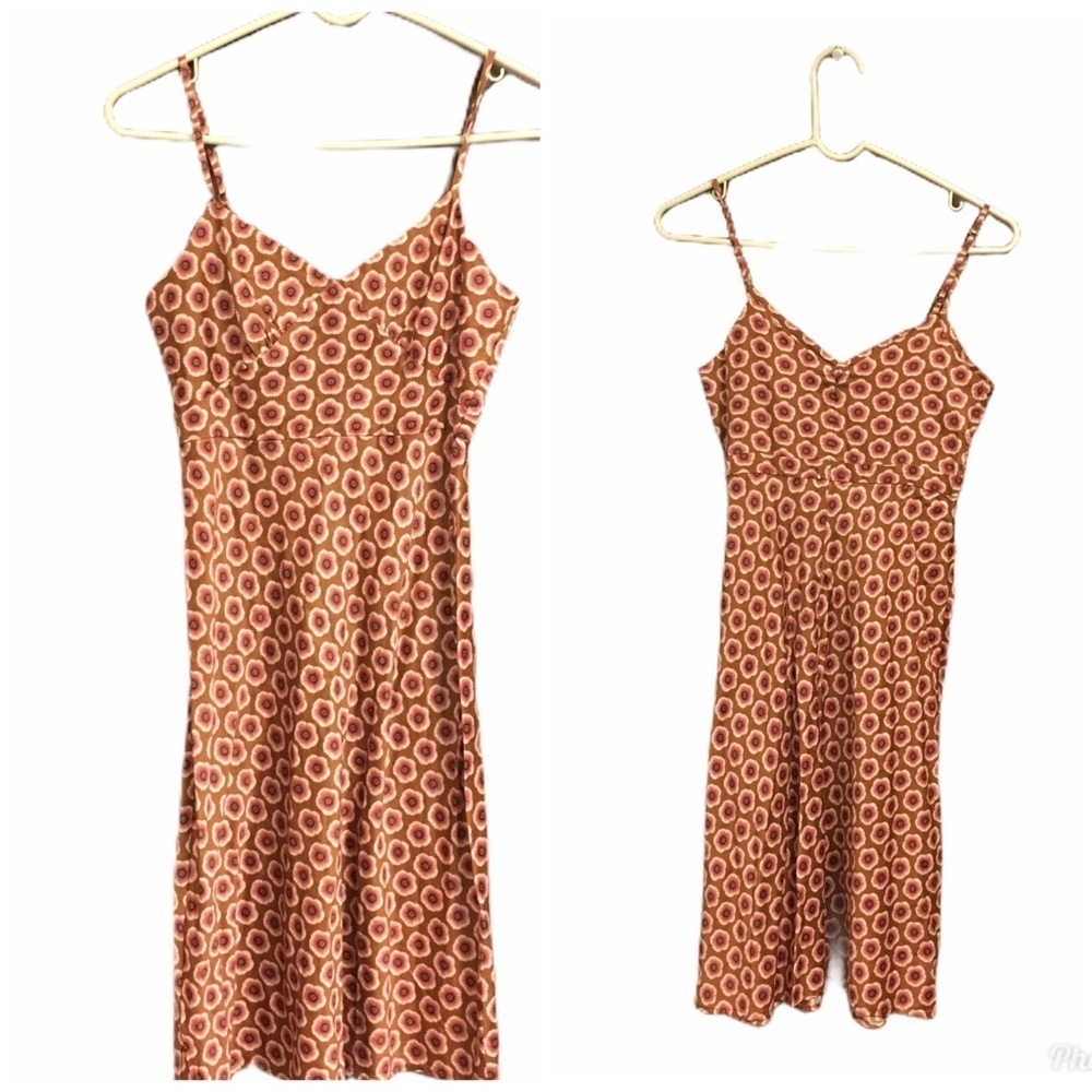 Gap Bronze and Pink Floral Cami Fit n Flare